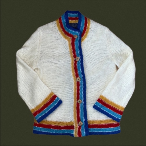 vintage 70s renée tener for outlander mohair wool acrylic blend knit cardigan L - Picture 2 of 6